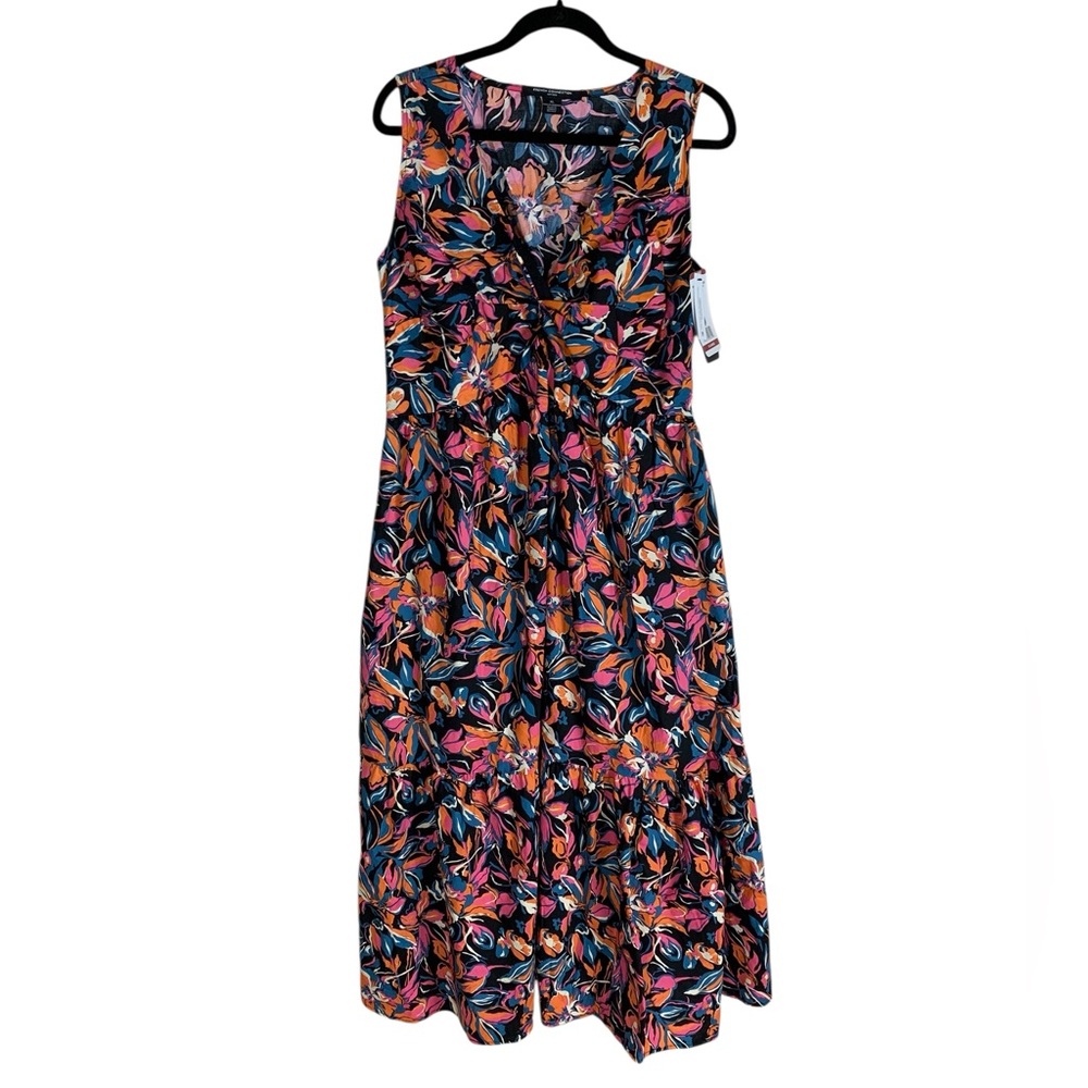 French Connection Tropical Sleeveless Twist Front Cotton Maxi Dress XL